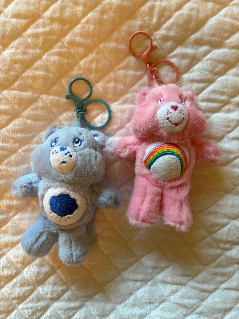 Care Bears - “Cheer” and “Grumpy” Bear Plush Keychain Bag Charms Set